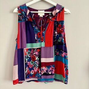 Anthropologie Maeve Tie Neck Ruffle Trim Blouse Medium